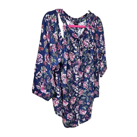 Torrid plus size floral cold shoulder top with olive twill aviator crop jean set - Picture 5 of 16